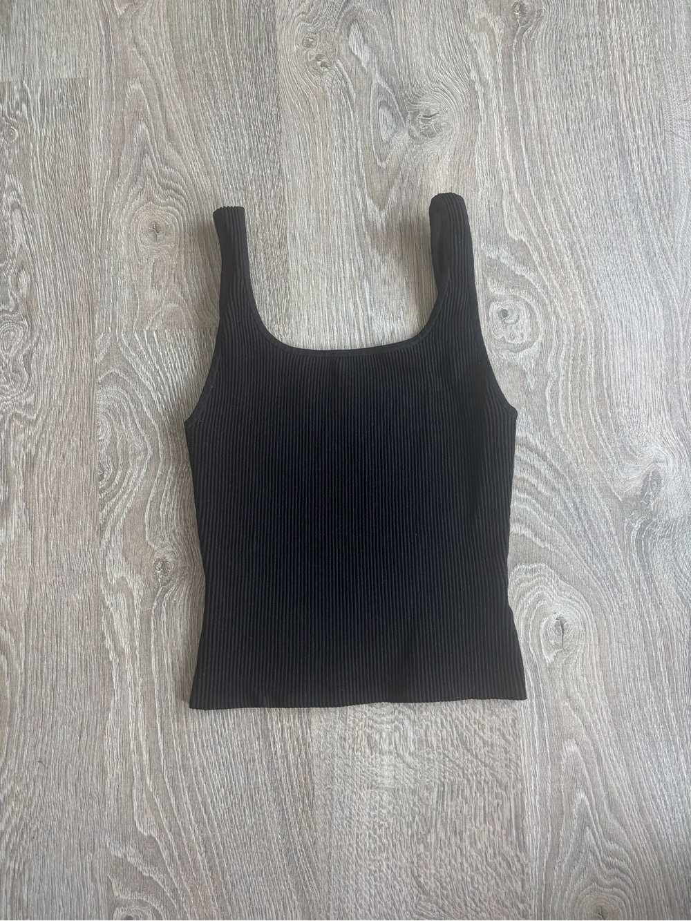 Babaton Black Ribbed Square-Neck Tank Top
